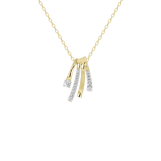 Gold vermeil diamond pendant necklace with three tassel charms