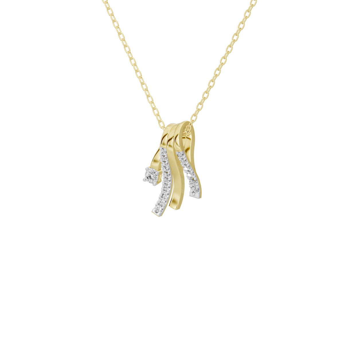Gold vermeil diamond pendant necklace with clustered tassel pendant and stones