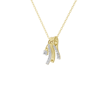 Gold vermeil diamond pendant necklace with clustered tassel pendant and stones