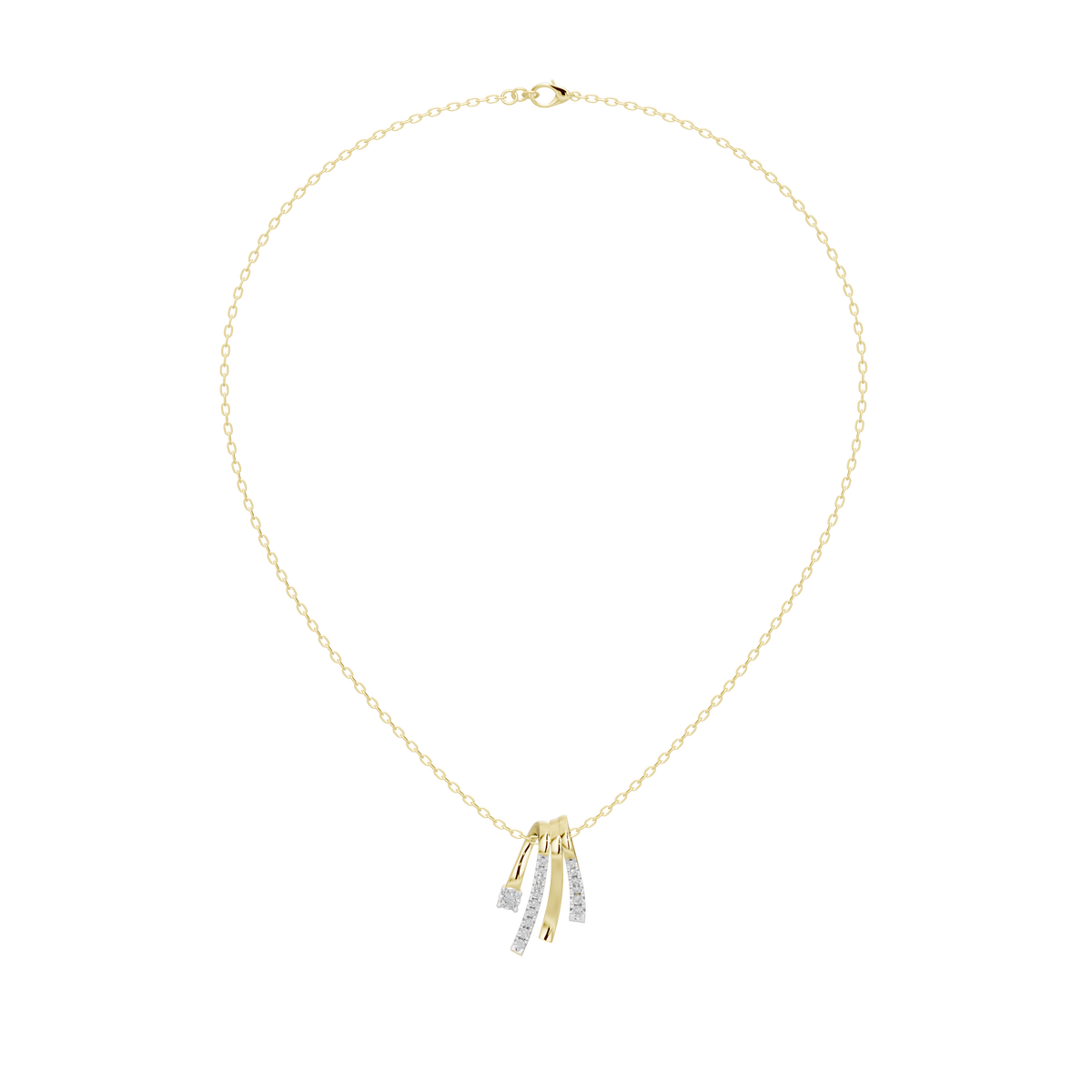 Gold vermeil diamond pendant necklace with small tassel drop