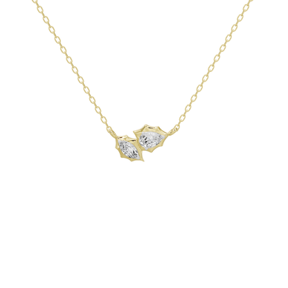 Gold vermeil chain necklace with two-stone diamond pendant