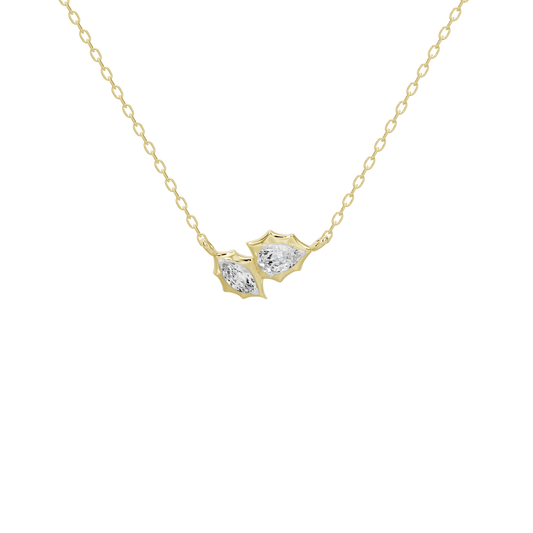 Gold vermeil chain necklace with two-stone diamond pendant