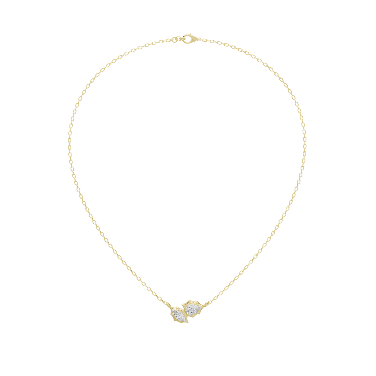 Gold vermeil chain necklace with small two-stone diamond pendant