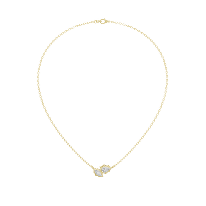 Gold vermeil chain necklace with small two-stone diamond pendant