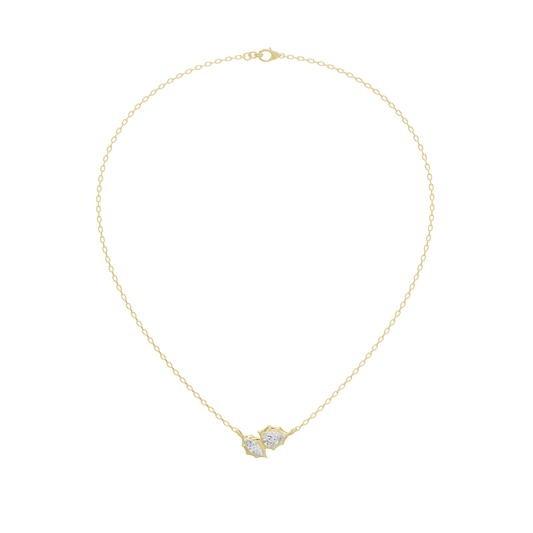 Gold vermeil chain necklace with small two-stone diamond pendant
