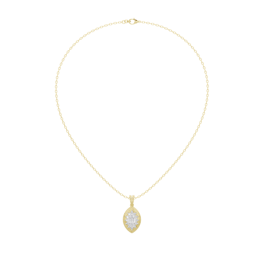 Diamond pendant necklace with oval drop pendant, yellow gold vermeil chain