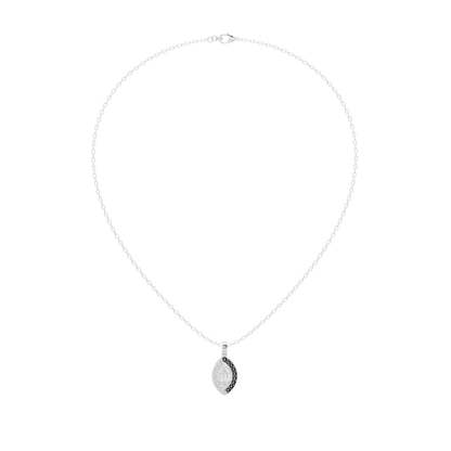 Silver lab diamond pendant necklace with small teardrop charm and beaded cable chain