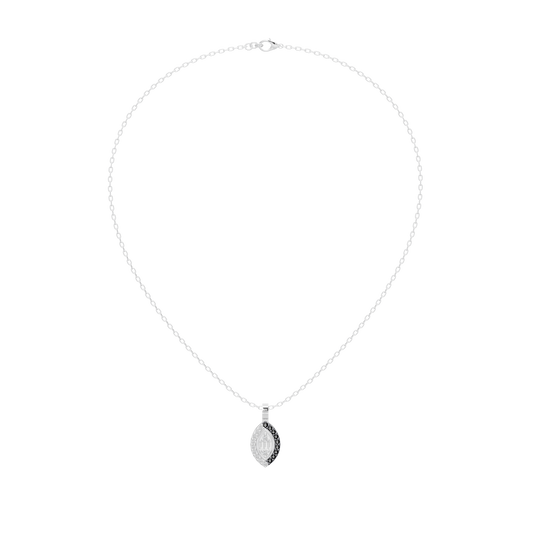 Silver lab diamond pendant necklace with small teardrop charm and beaded cable chain