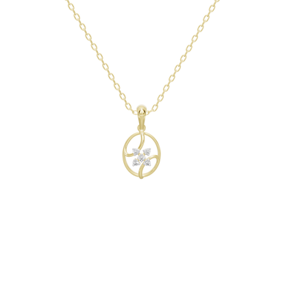 Yellow gold vermeil diamond pendant necklace with circular motif on bead chain