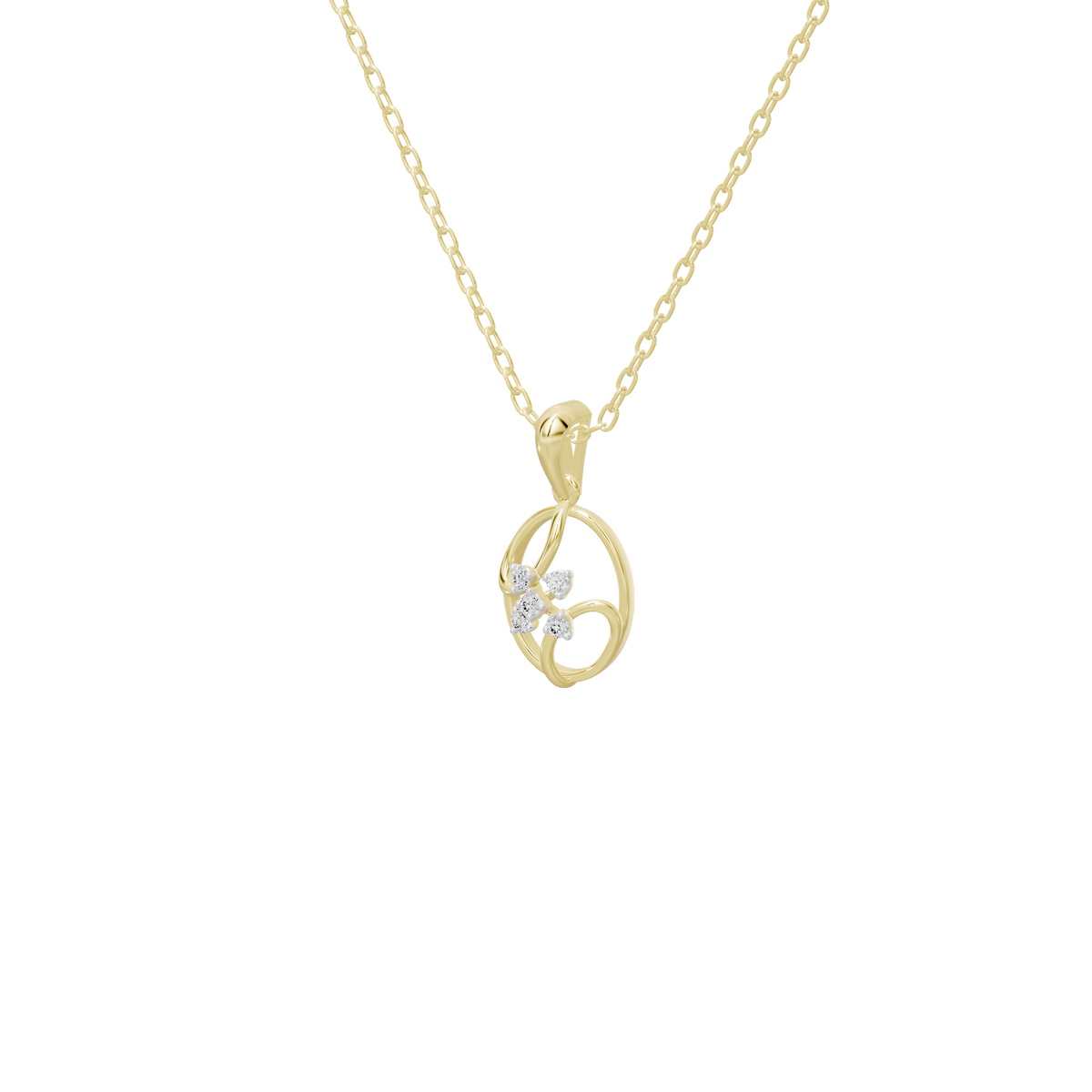 Yellow gold vermeil diamond pendant necklace with circular charm and halo detail