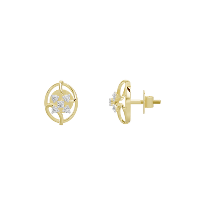 Yellow gold vermeil lab-diamond earrings shown from the side with post