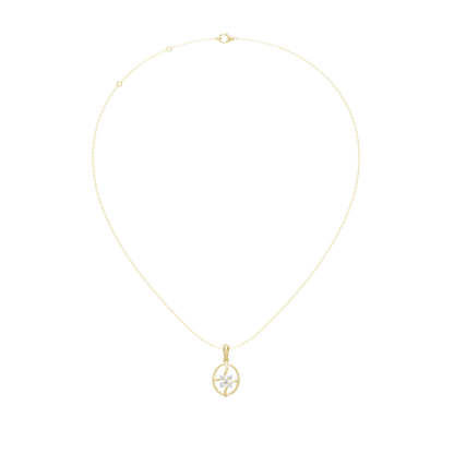 Yellow gold vermeil diamond pendant necklace with small dangling diamond charm
