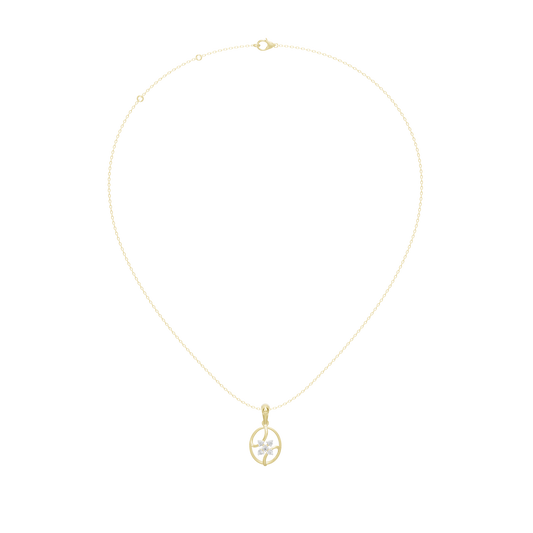 Yellow gold vermeil diamond pendant necklace with small dangling diamond charm
