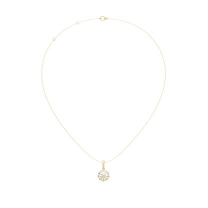 Gold-tone pendant necklace with small lab diamond heart charm at the center