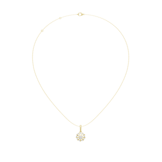 Gold-tone pendant necklace with small lab diamond heart charm at the center