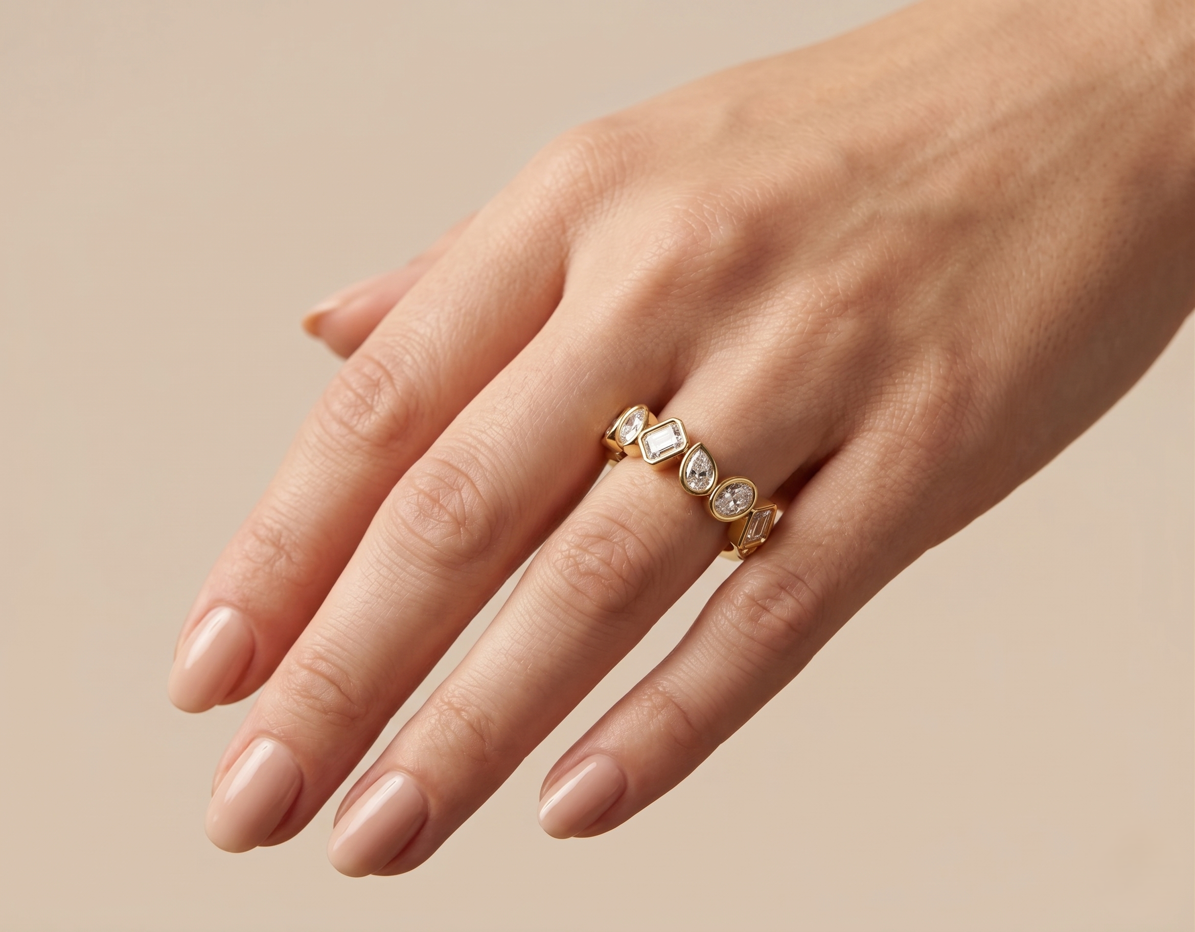 Golden Static Eternity Band - Lab Diamond Ring