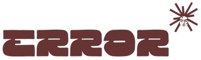 Brown 'ERROR' text with a sunburst symbol on a white background