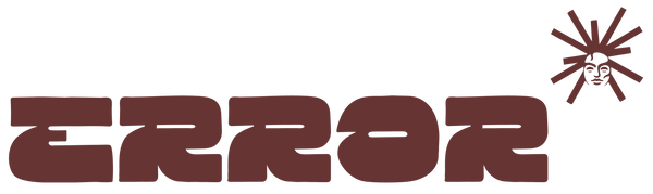 Brown 'ERROR' text with a sunburst symbol on a white background