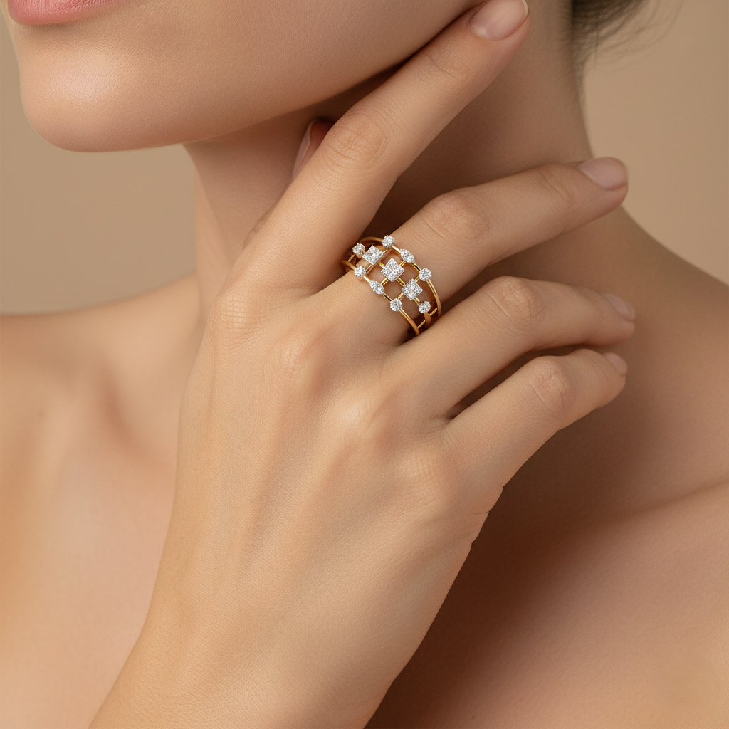 Pixel Crown Burst - Lab Diamond Ring