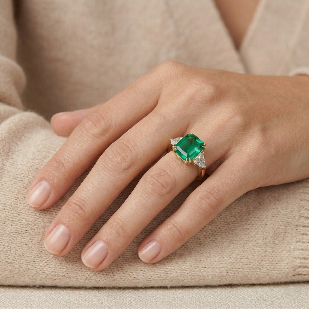 Emerald With Pear - Lab Diamond Ring Ring