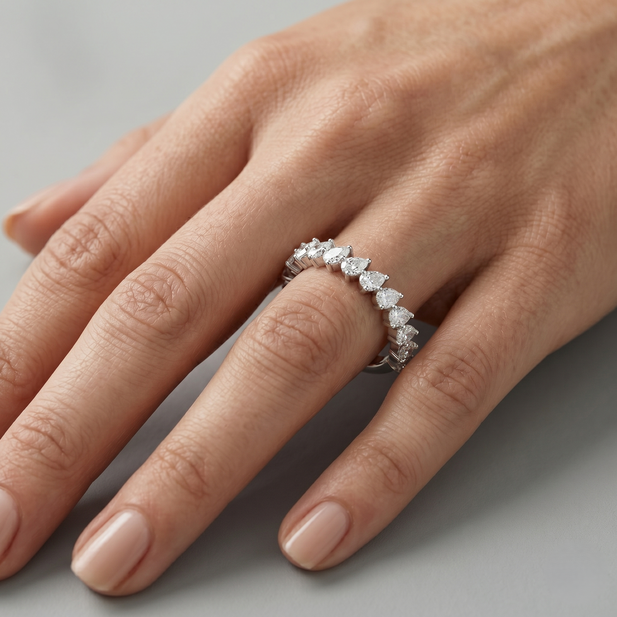 Pear Parade Half Eternity Band - Lab Diamond Ring