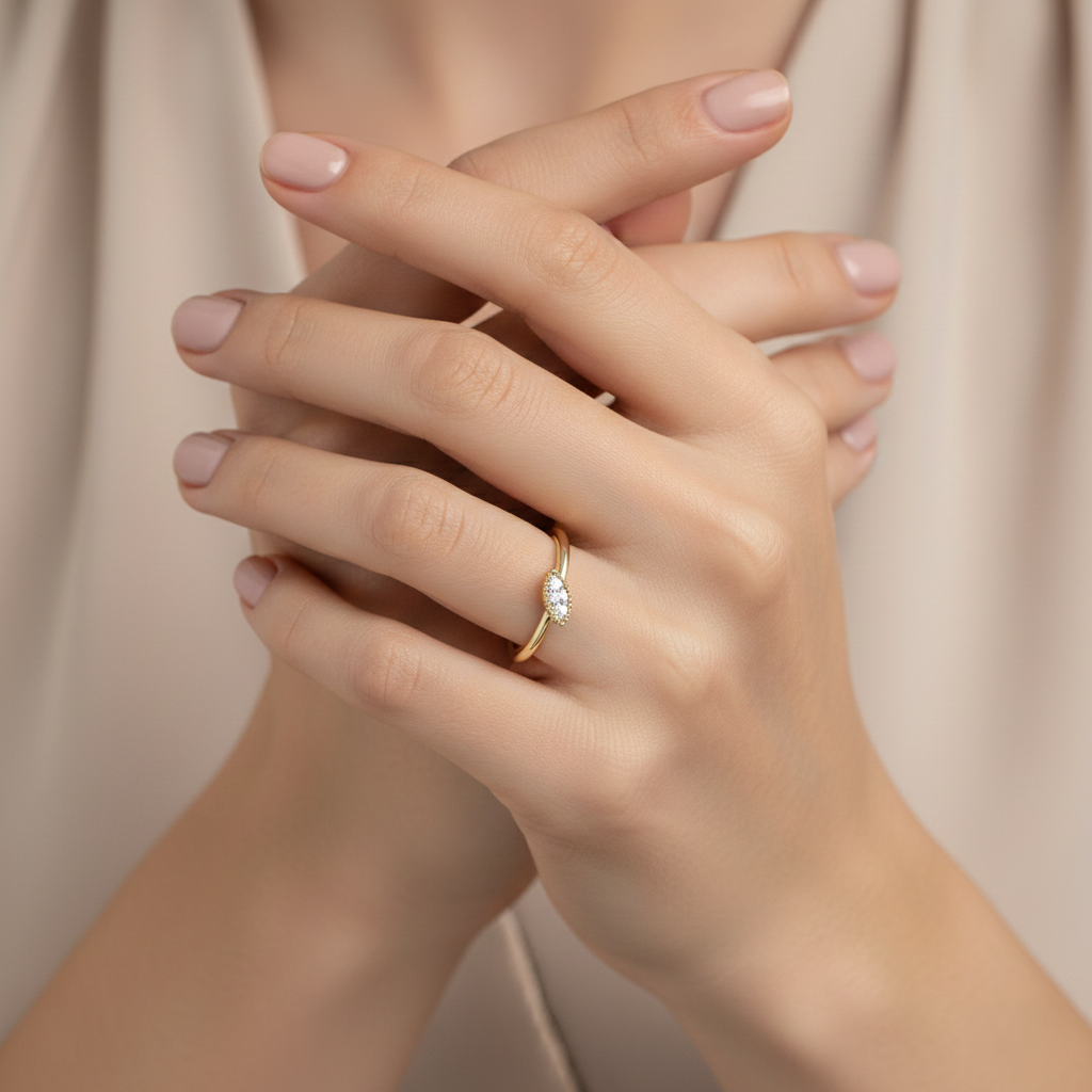 Lattice Marquise - Lab Diamond Ring