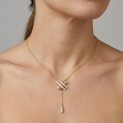 Yellow gold vermeil cross pendant with lab-grown diamond accents on a fine chain