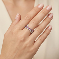 Ruby Parallel Band - Lab Diamond Ring