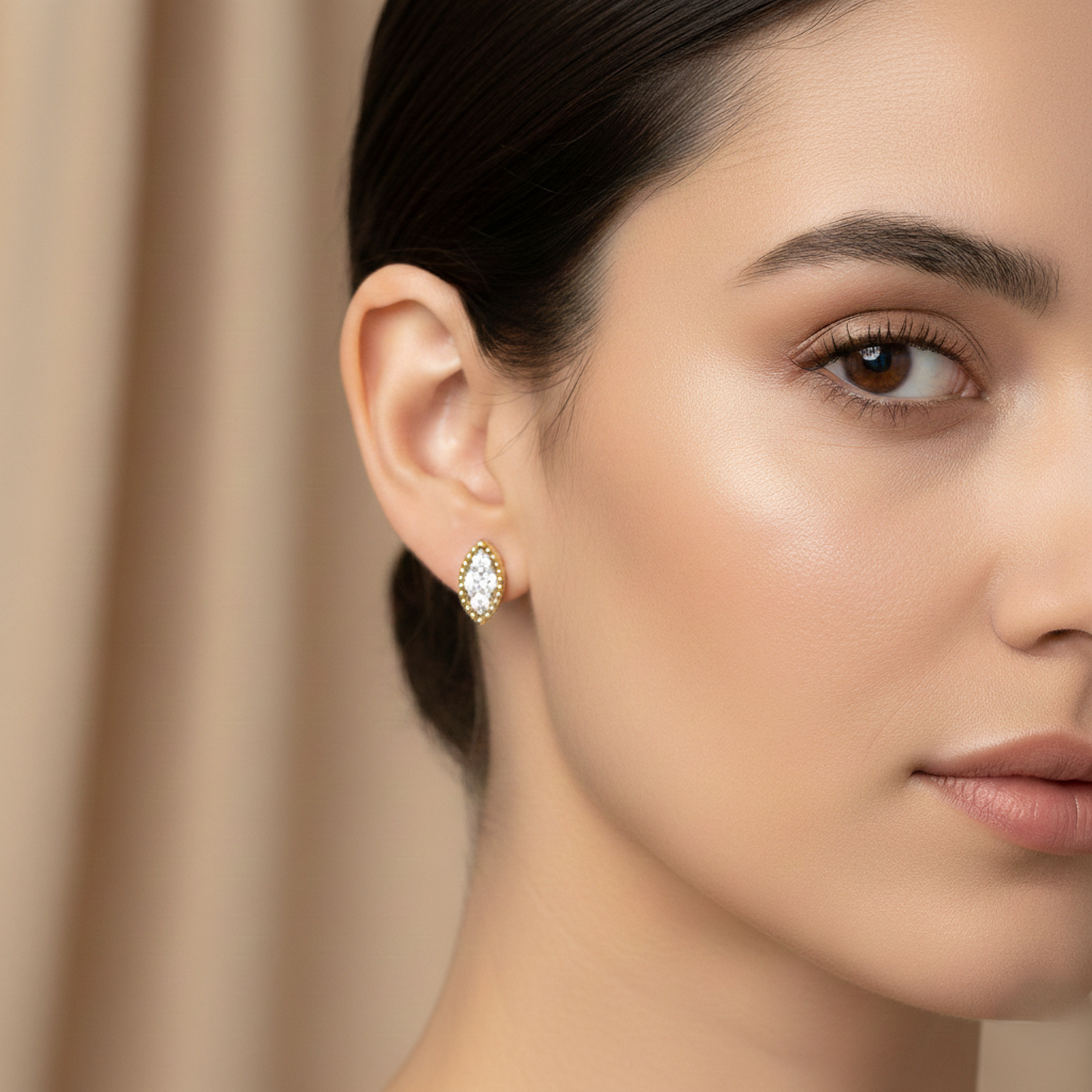 Lattice Marquise Studs