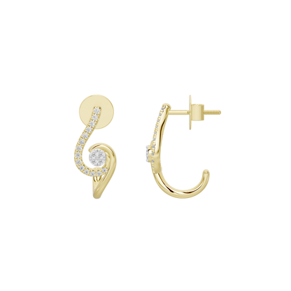 Yellow gold vermeil swirl lab diamond hoop earrings with post and hinge backs