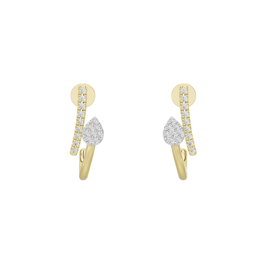 Yellow gold vermeil lab diamond earrings with dangling teardrop and oval clusters