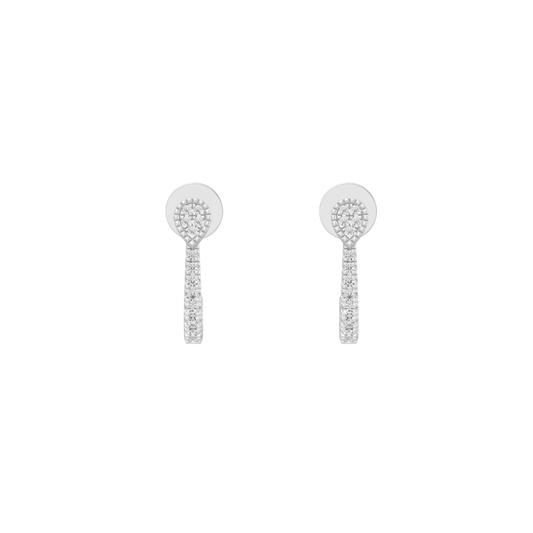 925 sterling silver lab diamond drop earrings with round pavé top and long pavé tassel