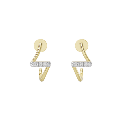 Yellow gold vermeil lab diamond earrings with curved open drop design