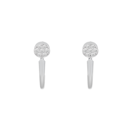 925 sterling silver lab diamond earrings, round pavé tops with long drop shafts