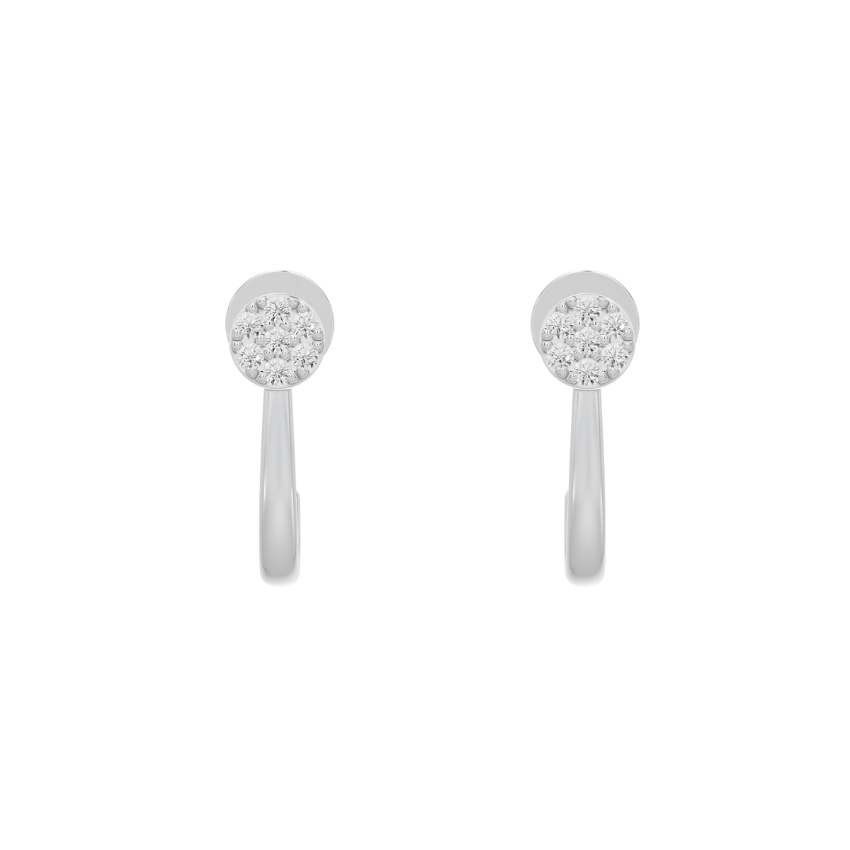 Round pavé lab diamond hoop earrings, front view, 925 sterling silver