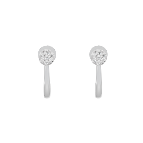 Round pavé lab diamond hoop earrings, front view, 925 sterling silver