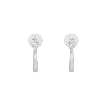 Marquise lab diamond hoop earrings in 925 sterling silver, clustered faceted stones