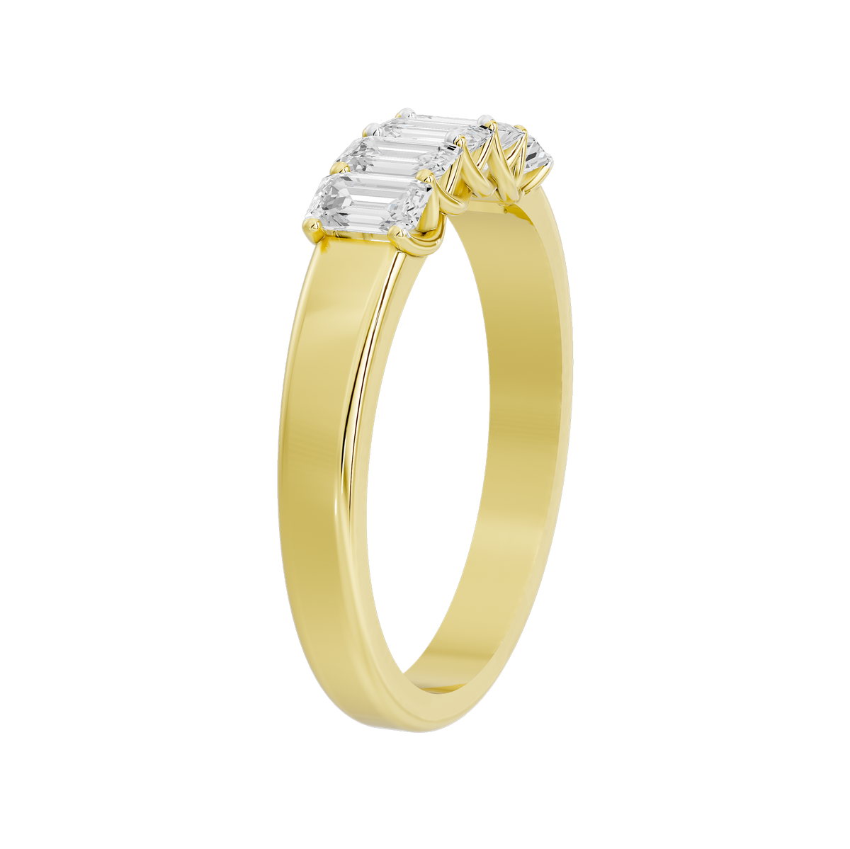 Yellow gold vermeil ring with lab diamond cluster at the top and tapered band