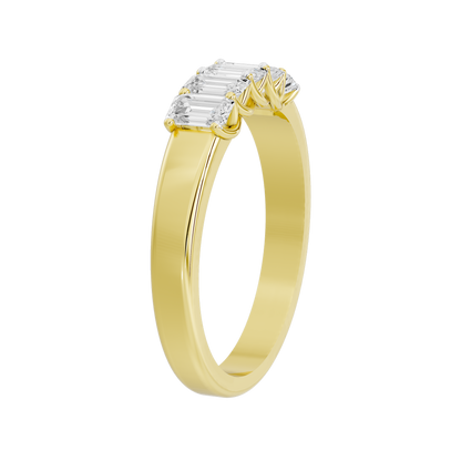 Yellow gold vermeil ring with lab diamond cluster at the top and tapered band