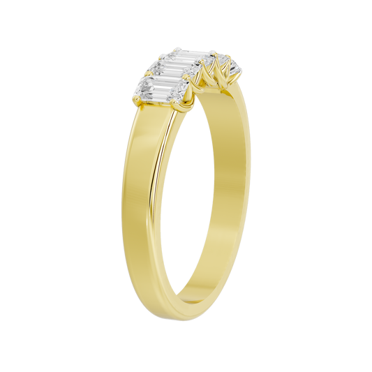 Yellow gold vermeil ring with lab diamond cluster at the top and tapered band