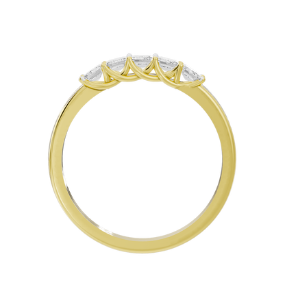 Yellow gold vermeil lab diamond band with a row of emerald-cut stones
