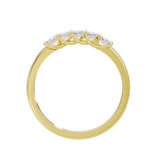 Yellow gold vermeil lab diamond band with a row of emerald-cut stones