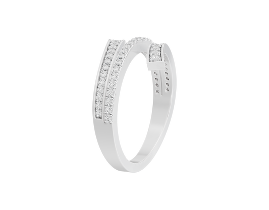 Wavy lab diamond ring in 925 sterling silver with pavé side detail