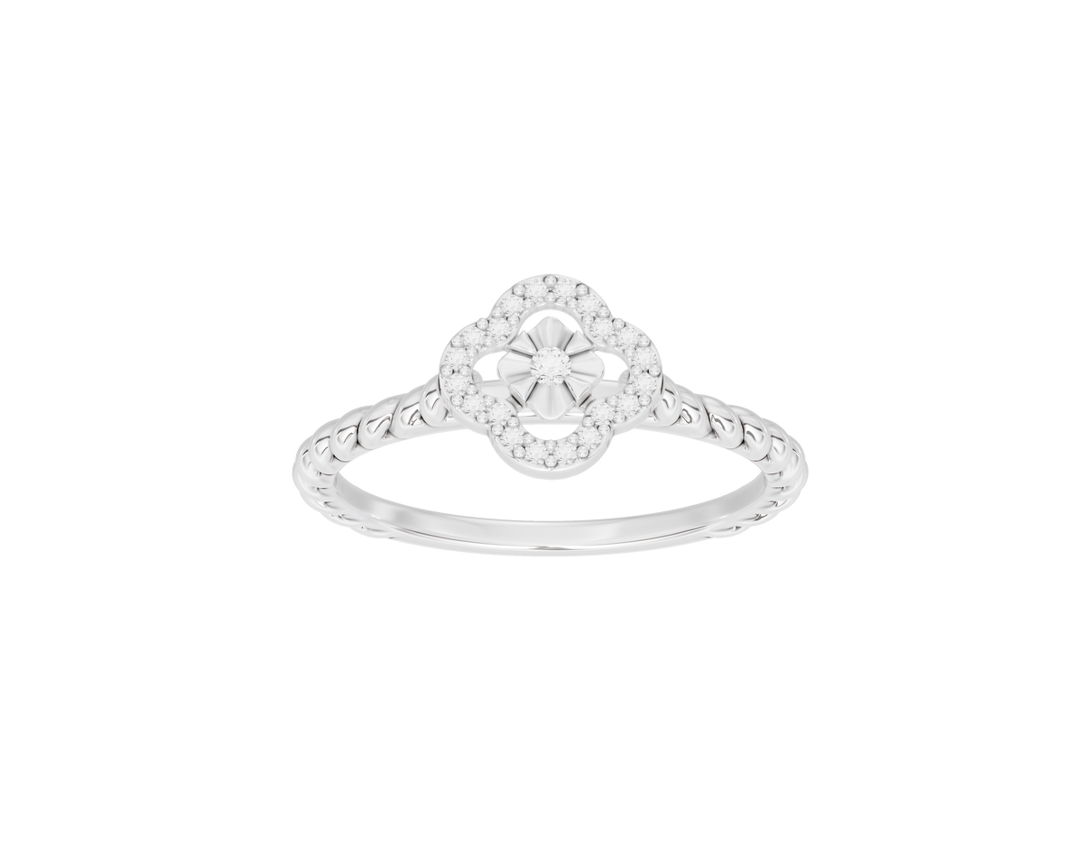 925 sterling silver lab diamond ring with round center and scalloped halo