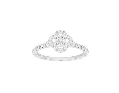 925 sterling silver lab diamond ring with round center and scalloped halo
