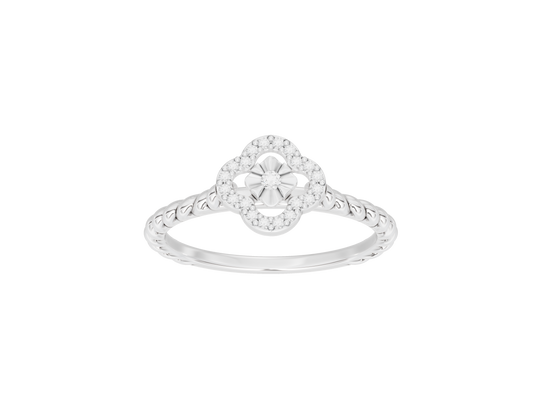 925 sterling silver lab diamond ring with round center and scalloped halo