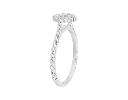 925 sterling silver lab diamond ring side profile with twisted band