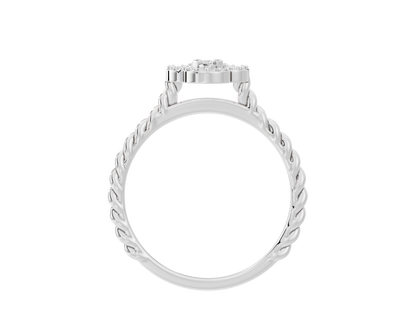 925 sterling silver lab diamond ring, twisted band with open halo