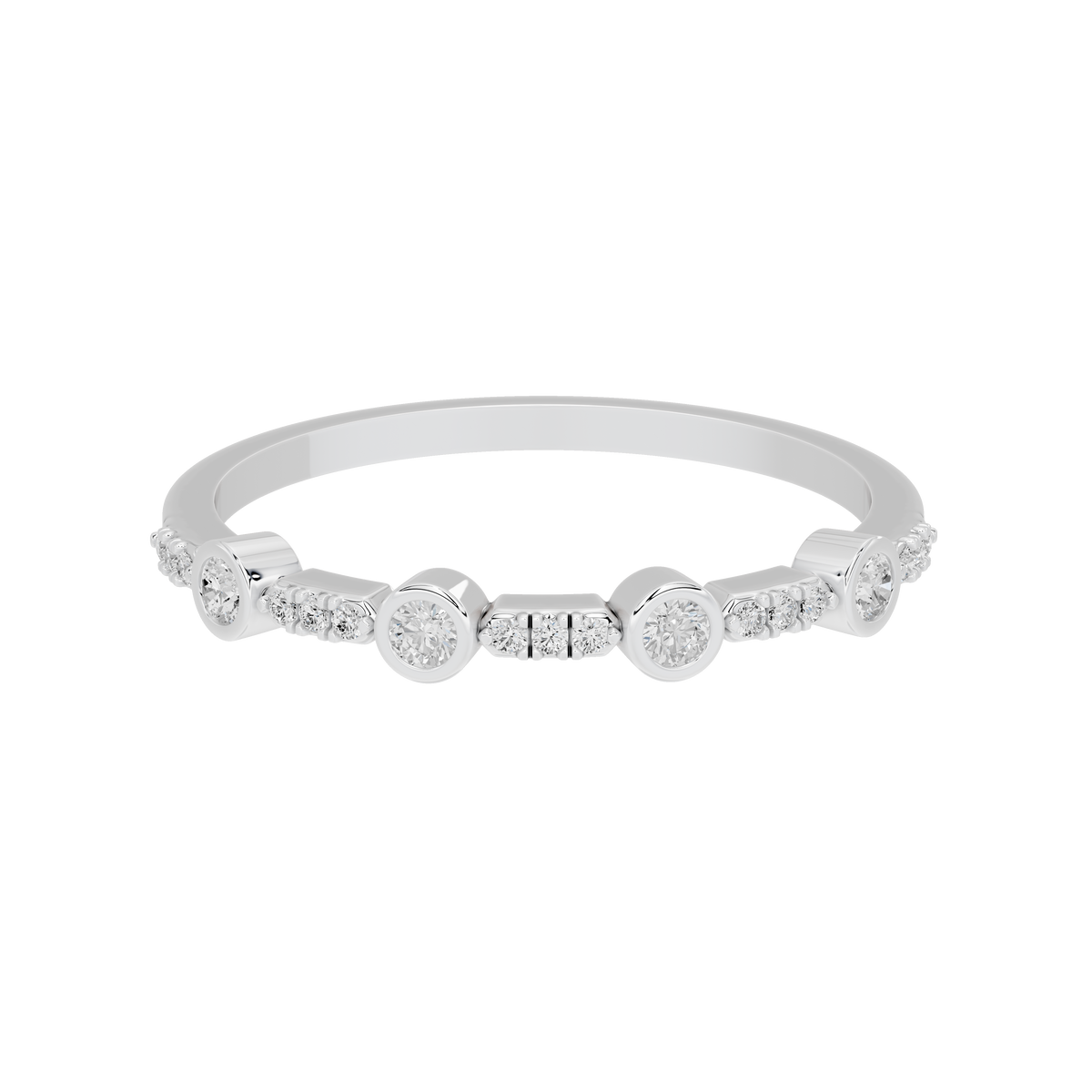 925 sterling silver lab diamond ring with round stones and pavé accents on band