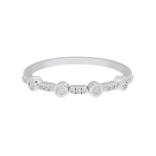 925 sterling silver lab diamond ring with round stones and pavé accents on band